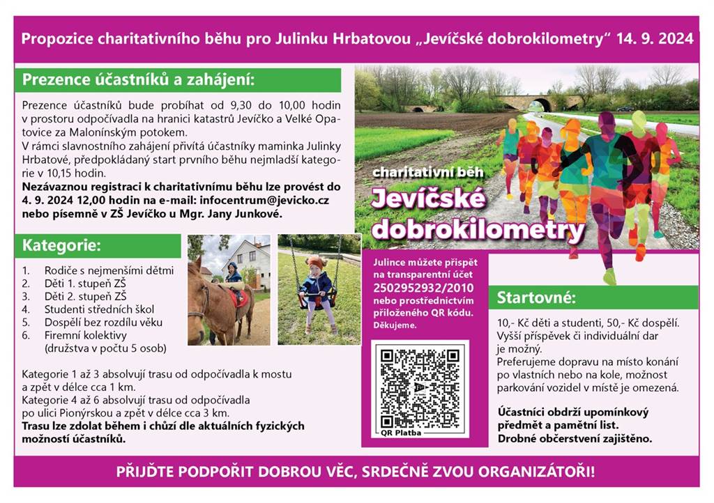 Jevíčské dobrokilometry pro Julinku